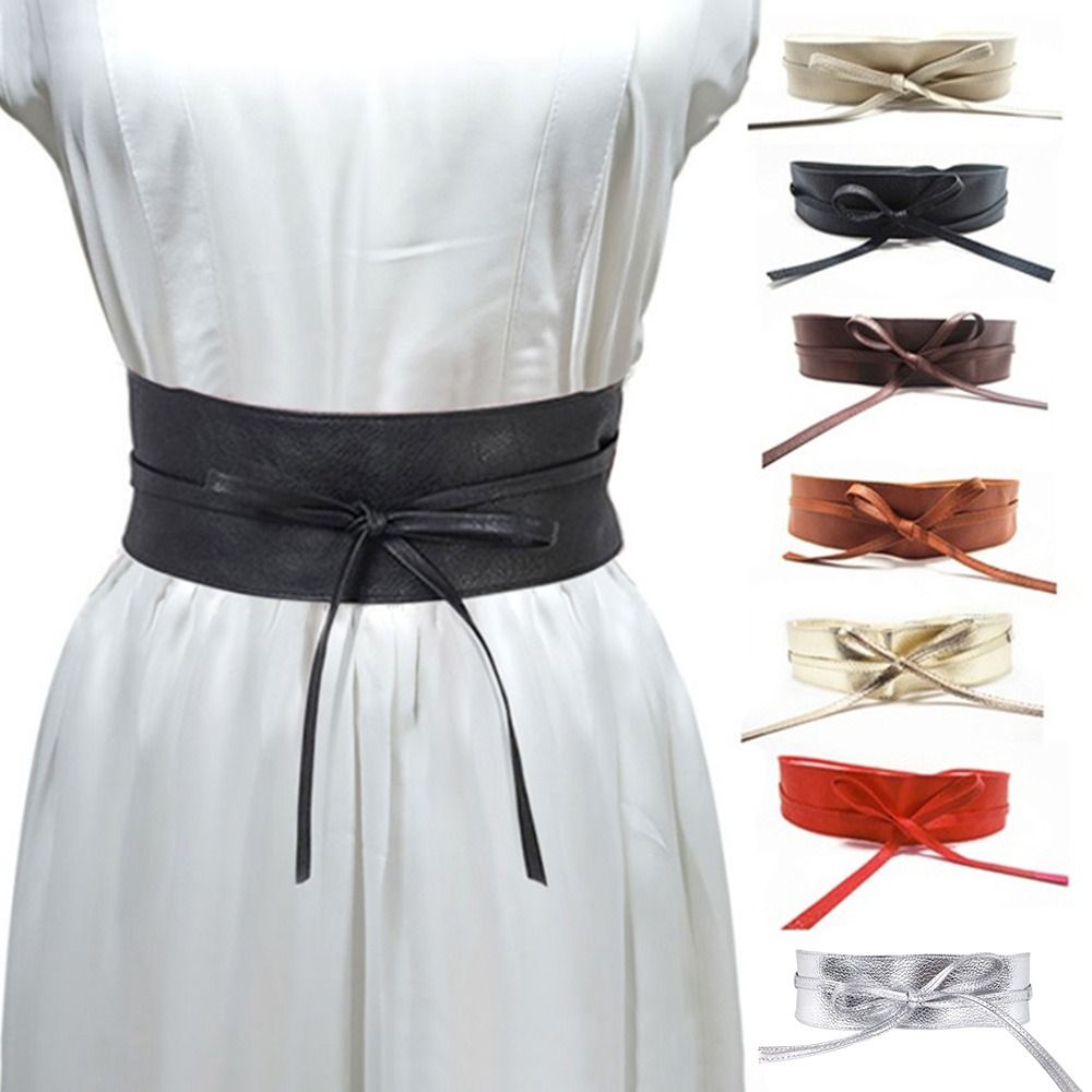 Ceinture en cuir avec nœud papillon pour femme, large, environnement simple, ceinture ronde, corset pour manteau, marque de créateur de luxe