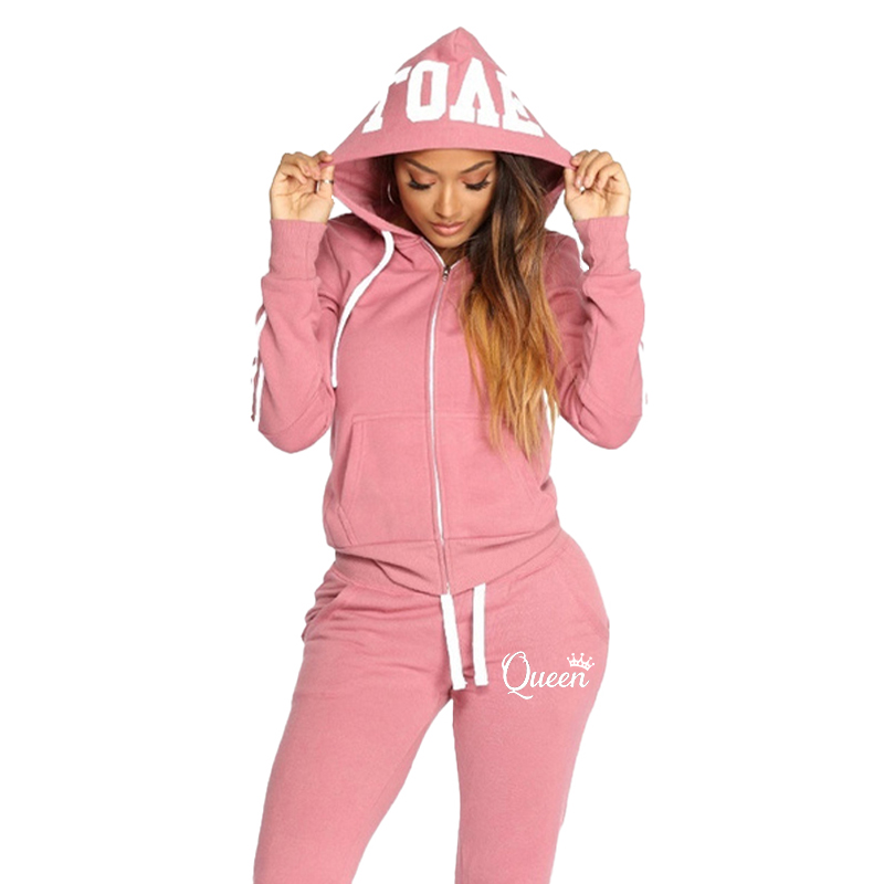 Mode décontracté survêtements pour femmes deux pièces ensemble survêtement Jogging costume fermeture éclair longs sweats à capuche course vêtements de sport haute rue pantalon