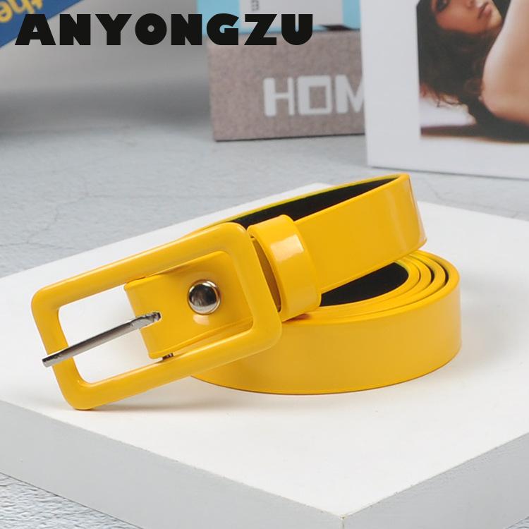 Ceinture fine décontractée et polyvalente pour femmes, 2cm, rouge, jaune, bleu, noir, surintendant américains, spectacle de mode, document bonbon