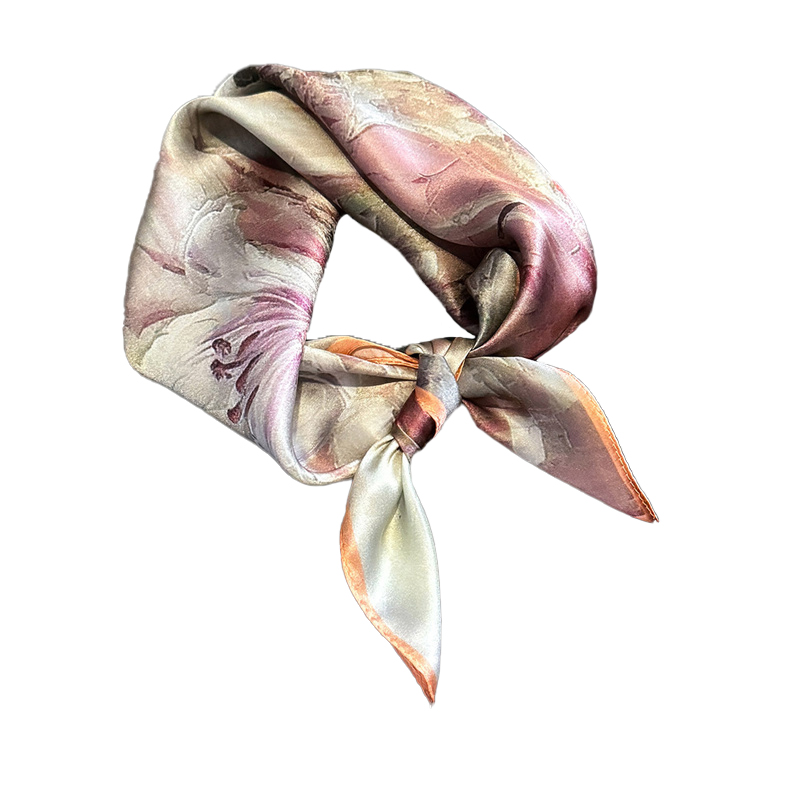 Foulard carré en soie 100% imprimé floral pour femme, foulard enveloppant, Bandana en soie de mûrier, bandeau de luxe à la mode, Hijab