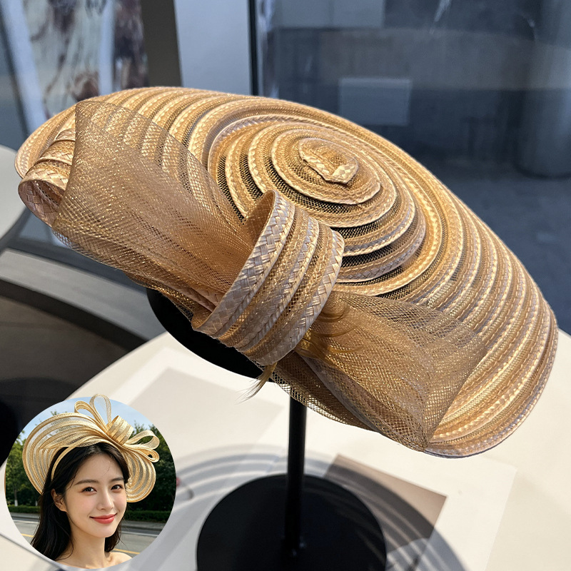 Élégant chapeau en maille tressée rétro polyvalent haut de gamme pour femme, accessoire de fête, décoration printemps-été