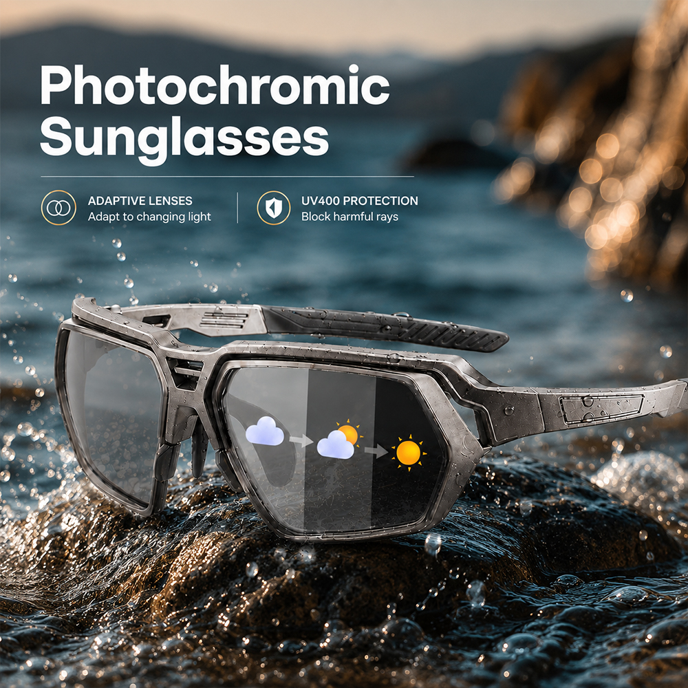 Lunettes de soleil polarisées photochromiques pour hommes, UV400, lunettes de sport, coupe-vent, pour la pêche, la conduite, le cyclisme, la moto, l'extérieur