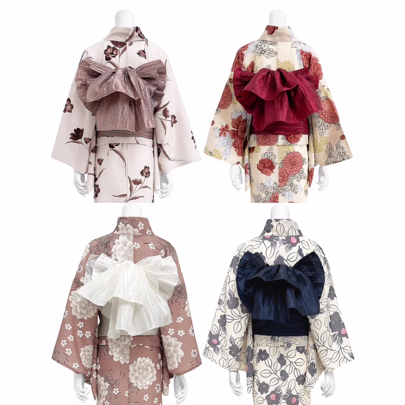 Ceinture japonaise Yukata Obi – Heko Obi plissée avec nœud floral, ceinture facile à nouer pour le festival d'été