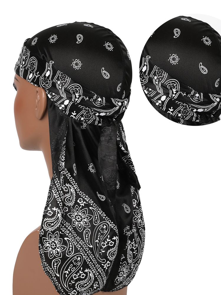 Durag Turban pour hommes et femmes, chapeau de motard, enveloppement de sauna, casquette Hip Hop, mode longue queue Bandanas, vêtements de sauna, 1PC, 7.5