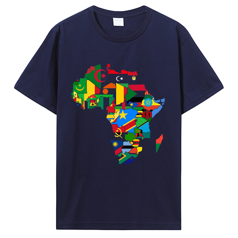 T-Shirt carte d'afrique drapeau de pays africain Collage T-Shirt mode court créatif imprimé hommes T-Shirt personnaliser t-shirts