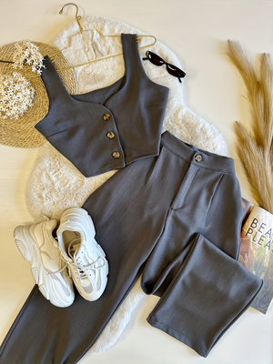 Ensemble de costume pour femme minimaliste et tendance, pantalon élégant et confortable en tissu ajusté