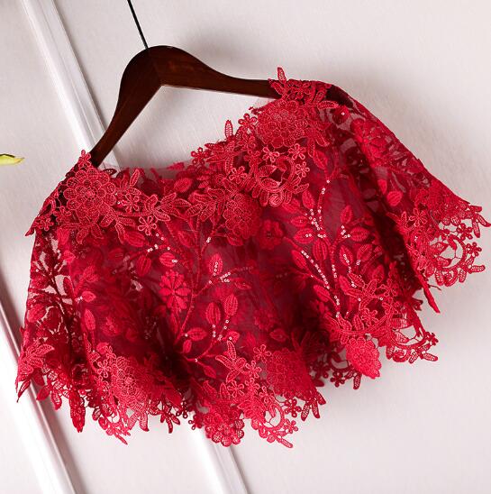 Pashmina rouge aviation en dentelle florale pour femmes, châle en dentelle jacquard vintage, crème solaire, printemps, été, R818