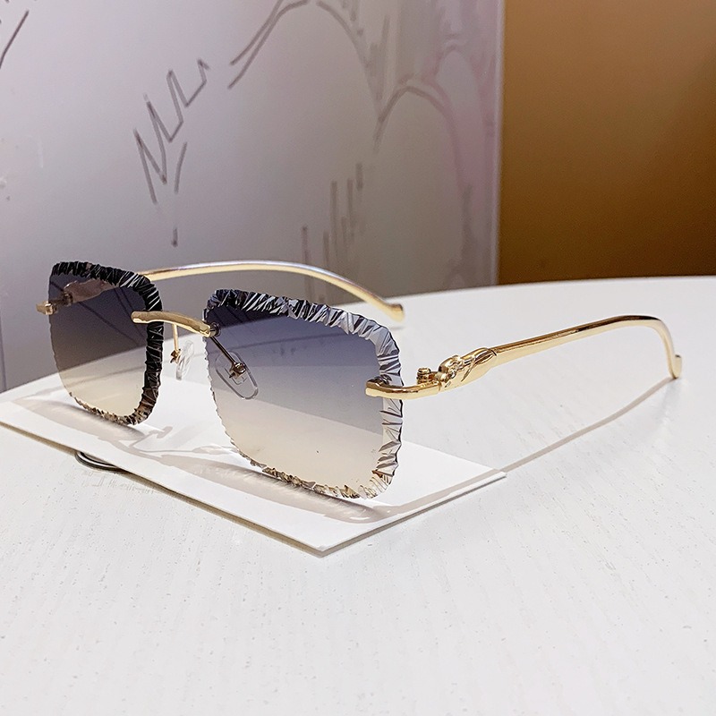 Lunettes de soleil carrées vintage pour femmes, design de marque de luxe sans monture, tendance, dégradées, pour hommes, style décontracté