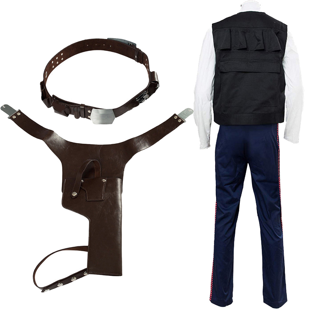 Costume de Cosplay Han Solo Fantaisie avec Ceinture, Tenue de Bataille Spatiale du Film, Déguisement pour Hommes, Vêtement de Fête d'Halloween et de Carnaval