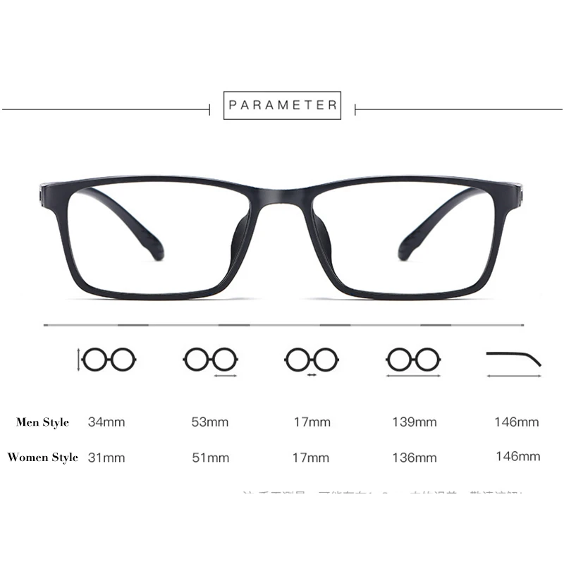 Nouveauté TR-90 lunettes à monture pour hommes et femmes Styles 4 couleurs en option plastique Flexible lunettes durables Prescription