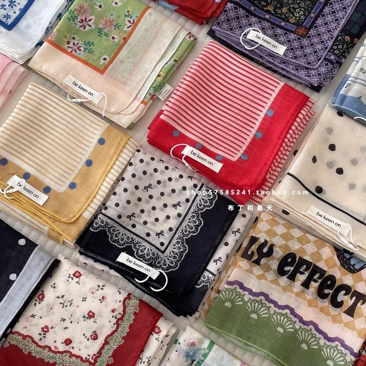 Foulard carré doux et respirant, respectueux de la peau, à pois et motif cachemire, protection du cou, pour femmes coréennes, export
