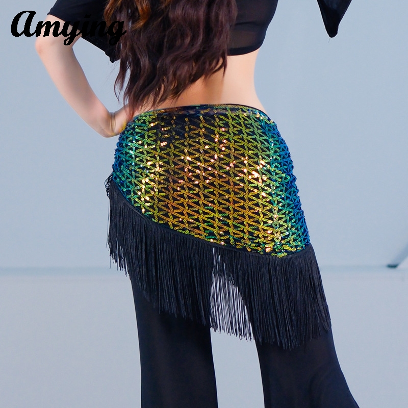 Nouvelle danse du ventre hanche écharpe pour femmes Fitness tendance danse sport gland Triangle écharpe scintillante hanche écharpe gland taille chaîne