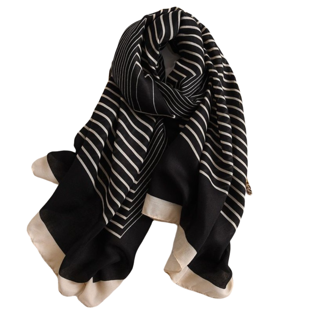 Mode ​ ​ Écharpe légère en coton pour femmes ​ ​   Rayures douces ​ ​ Écharpe de protection solaire de plage soyeuse ​ ​ ​ ​ Châle d'hiver ​ ​ ​ ​ Couverture de plage extérieure ​ ​