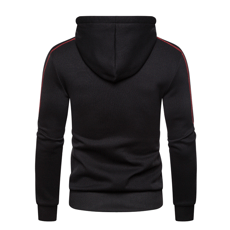 Sweat à capuche de sport pour hommes, décontracté, essentiel, doublé d'hiver, avec poche zippée en polaire, vêtements pour tous les jours, extérieur, noir