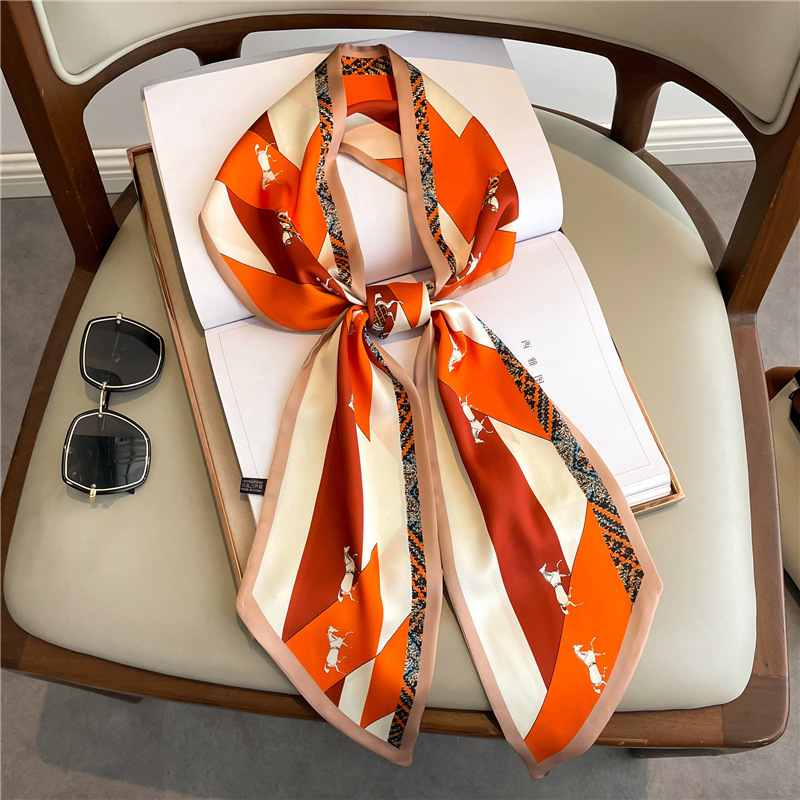 Écharpe de luxe imprimée cheval, élégante, fine et soyeuse, nouvelle mode 2026, foulard décoratif décontracté pour femme