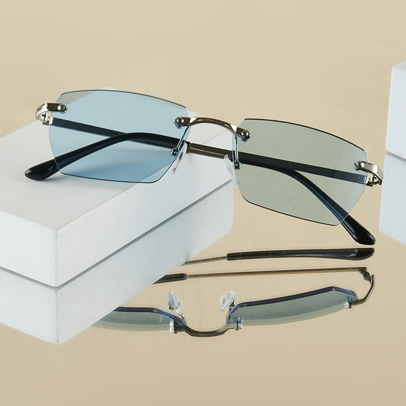 Lunettes carrées en métal pour hommes, 1 pièce, sans cadre, élégantes, rétro, décontractées, polyvalentes, décoratives, adaptées au quotidien et à l'extérieur