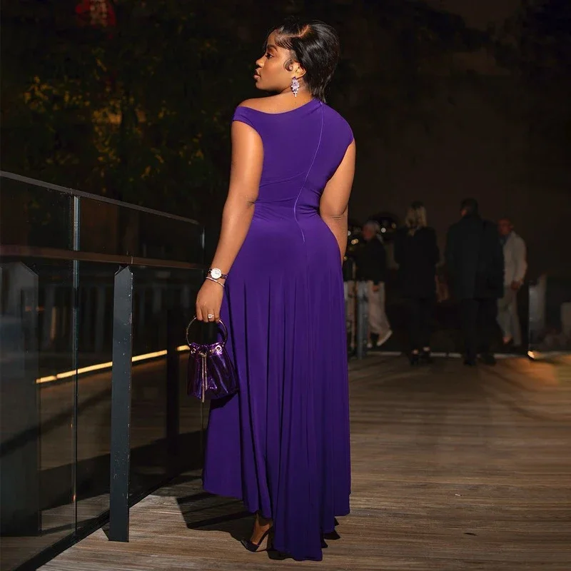 Robe longue moulante à ourlet large, tenue de soirée violette sexy à la mode africaine