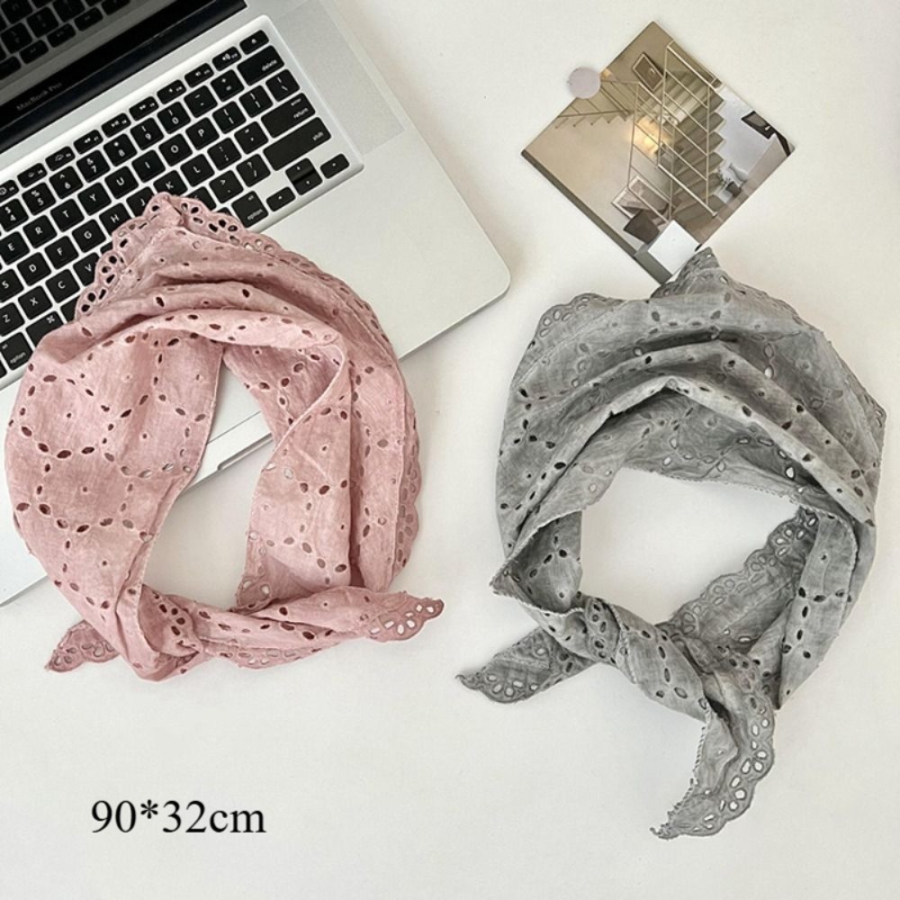 Nouveau foulard triangulaire léger à motif floral, style coréen vintage, écharpe de cou fine, douce et respirante en coton et lin, châle pour le cou