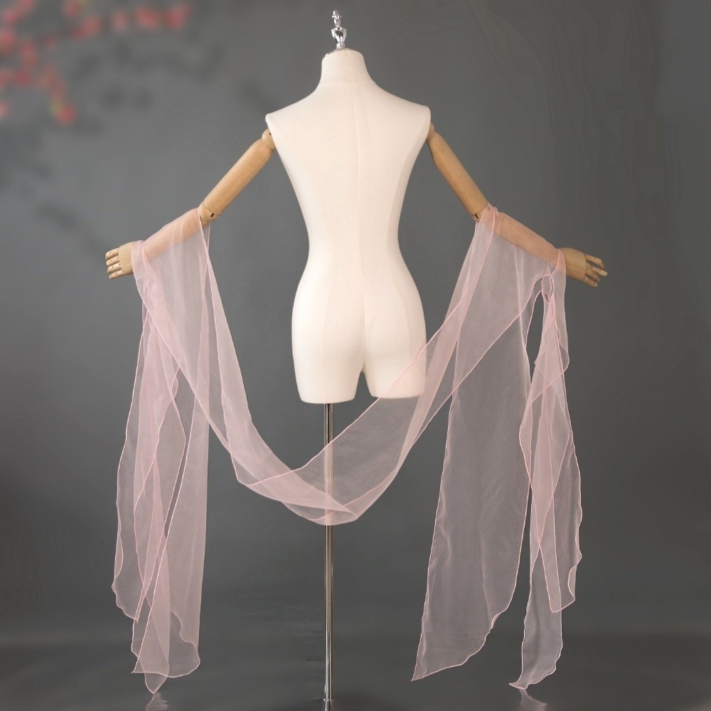 Élégant châle en tulle et dentelle féerique, style chinois ancien, manches aquatiques, accessoires Hanfu pour danse et cosplay