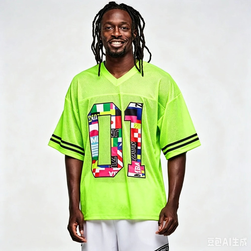Nouveau Maillot de Football 2026 01 Imprimé Drapeau Coloré Col en V Maille Respirante Tendance Streetwear Décontracté Ample Manches Courtes Unisexe