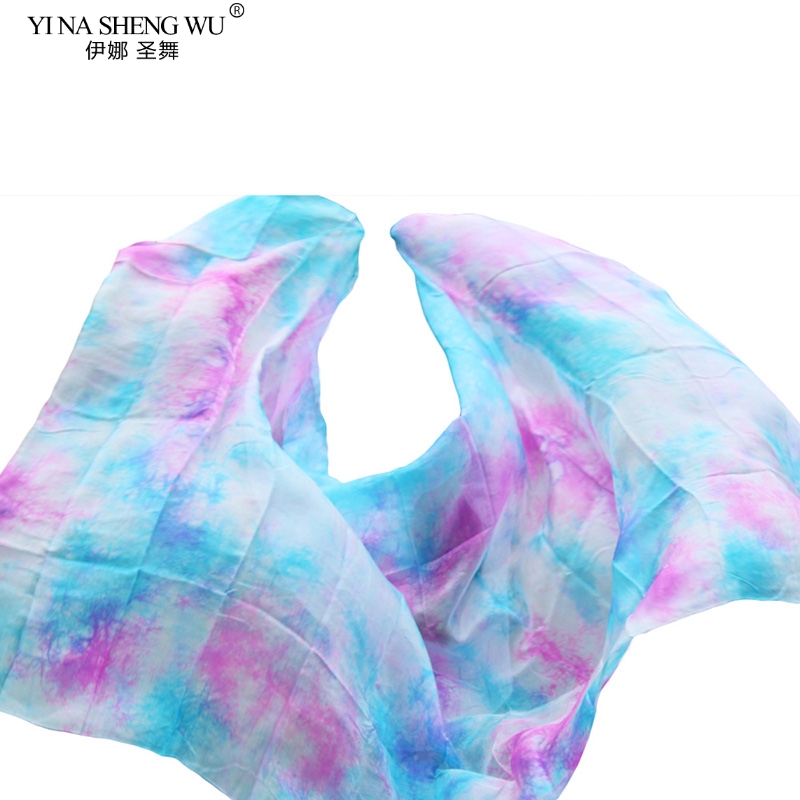 Voiles de danse du ventre personnalisés 100% soie véritable, écharpe à main, châles, accessoire de spectacle sur scène dégradé