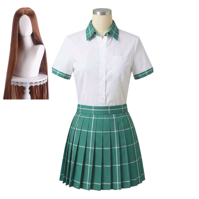 Nouvelle tenue de cosplay Anime ALIEN STAGE Sua Mizi Hyuna, uniforme scolaire Anakt Arts, jupe écossaise verte JK, perruques, tenue d'Halloween