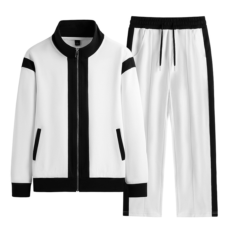 Ensembles de jogging de baseball deux pièces pour hommes, veste trempée, survêtement de course, mode patchwork, coréen, qualité
