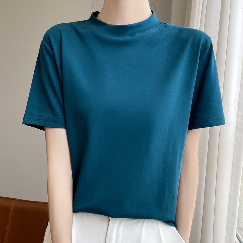 T-shirt à manches courtes pour femmes, T-shirt 2024 coton, Ajustement intérieur et extérieur, Col rond, Chemise de base, Haute qualité, InjCotton, Nouvel article, 100%