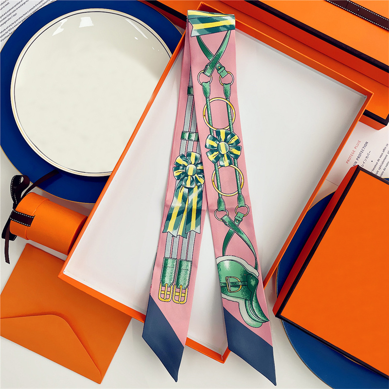 Femme maigre 100% foulard en soie de mûrier pour bande de cheveux ruban de soie petit foulards de cou sac poignée ruban écharpe foulard dames cravate