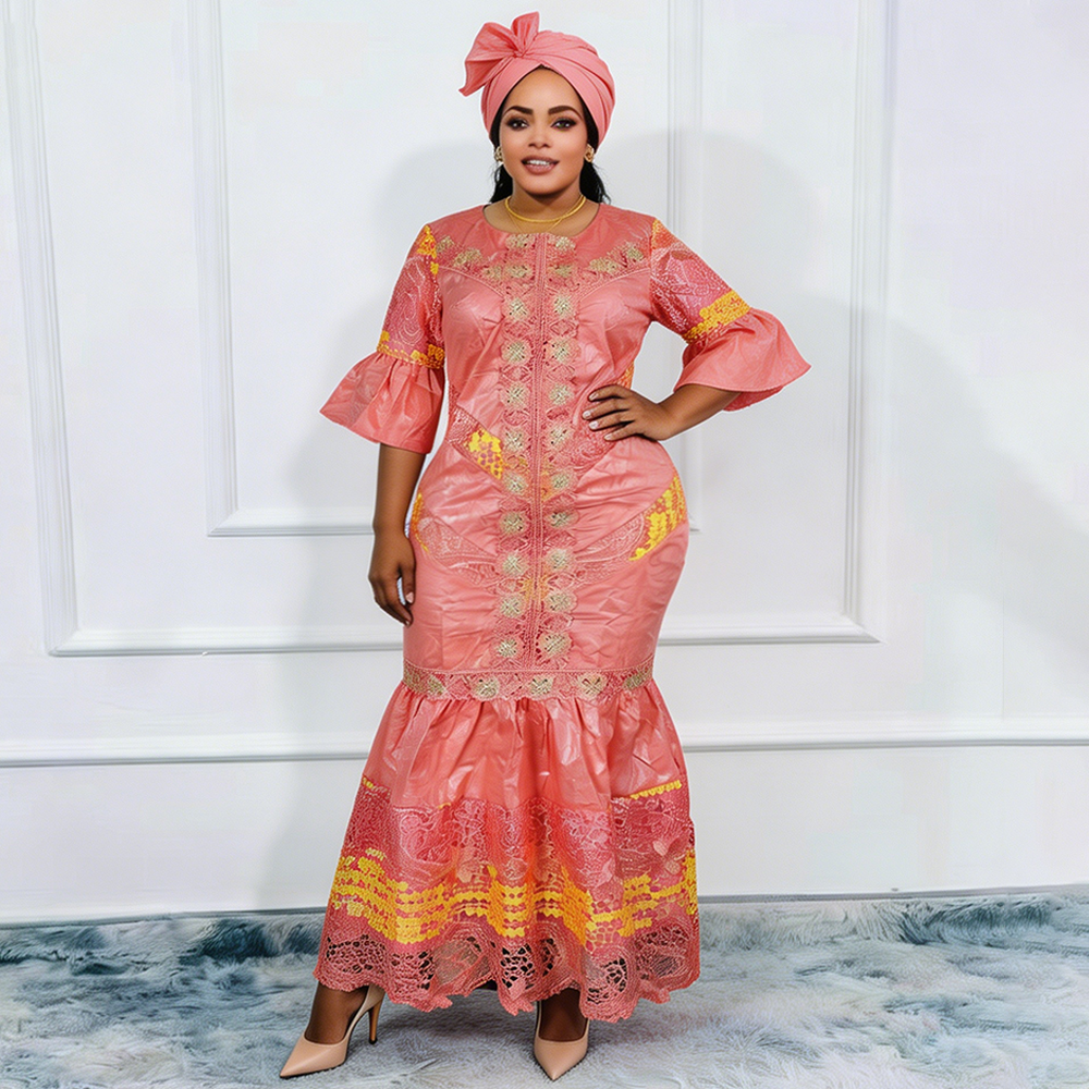 Robes longues de soirée africaines grande taille pour femmes 2026 – Robe de luxe brodée Bazin, tenues élégantes, robes de mariée musulmanes et de soirée