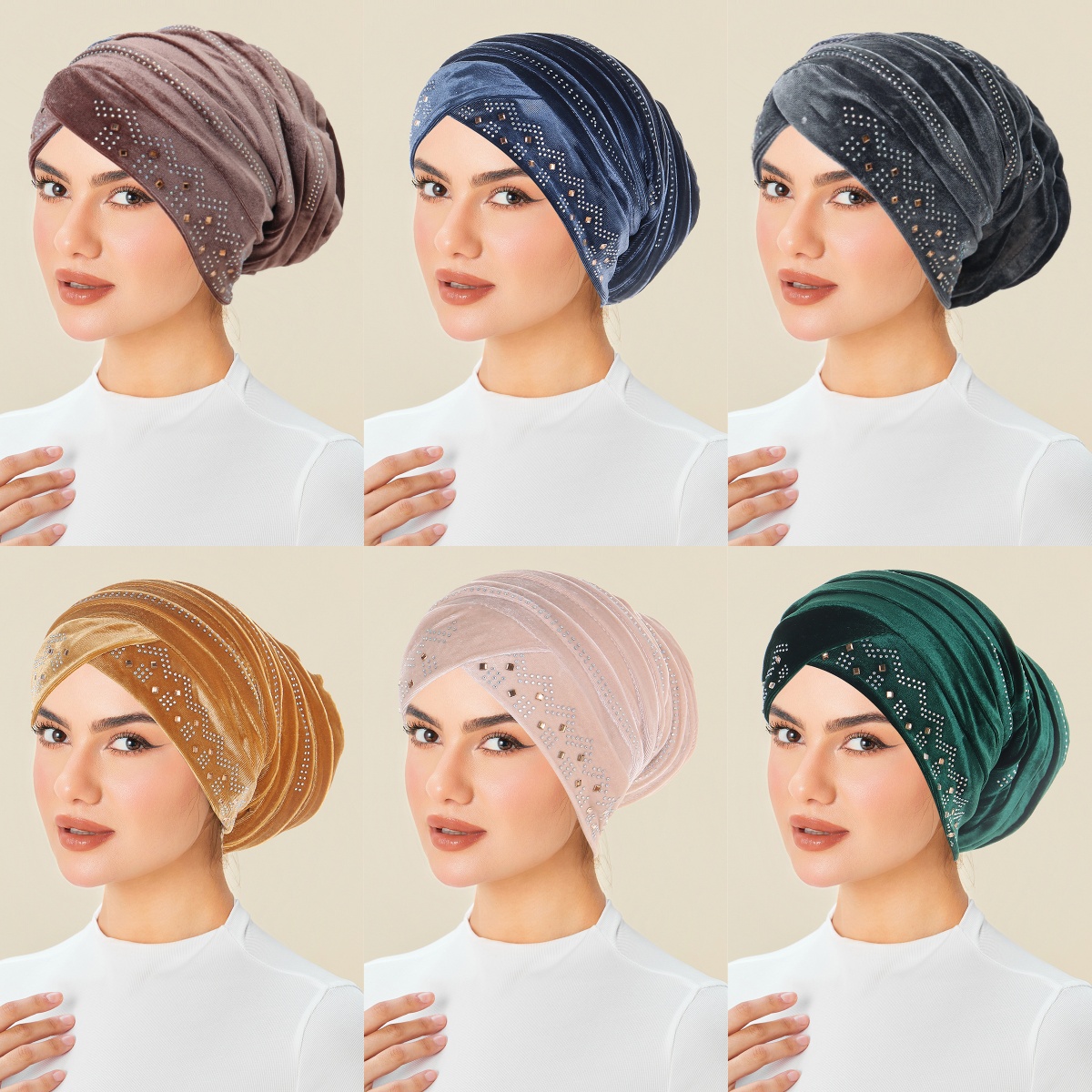 Nouveau Turban Brillant 2026 pour Femme, Bonnet à Strass, Bonnet Chimio, Foulard Musulman, Couvre-chef, Bandana