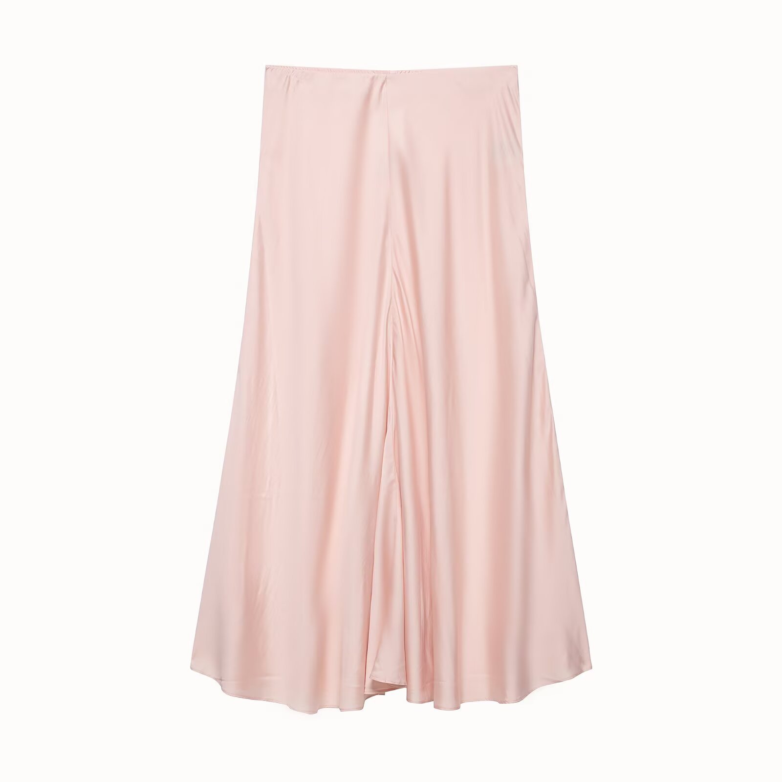Jupe longue élégante en satin taille haute pour femme, style A-line, nouvelle collection été, style français, décontractée et confortable, en fibre de polyester
