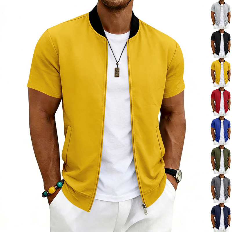 Veste de baseball zippée à col montant pour homme, style sportif et léger, collection été 2026