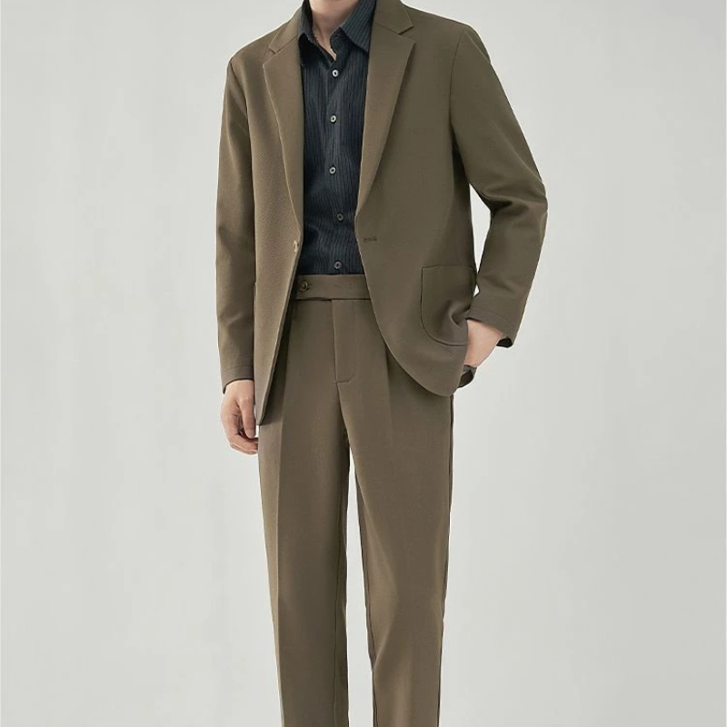 Ensemble de tenue 2 pièces pour hommes, couleur unie, tendances pour jeunes, Costumes, pantalons de cérémonie, Costumes et blazers complets pour hommes, vêtements classiques élégants