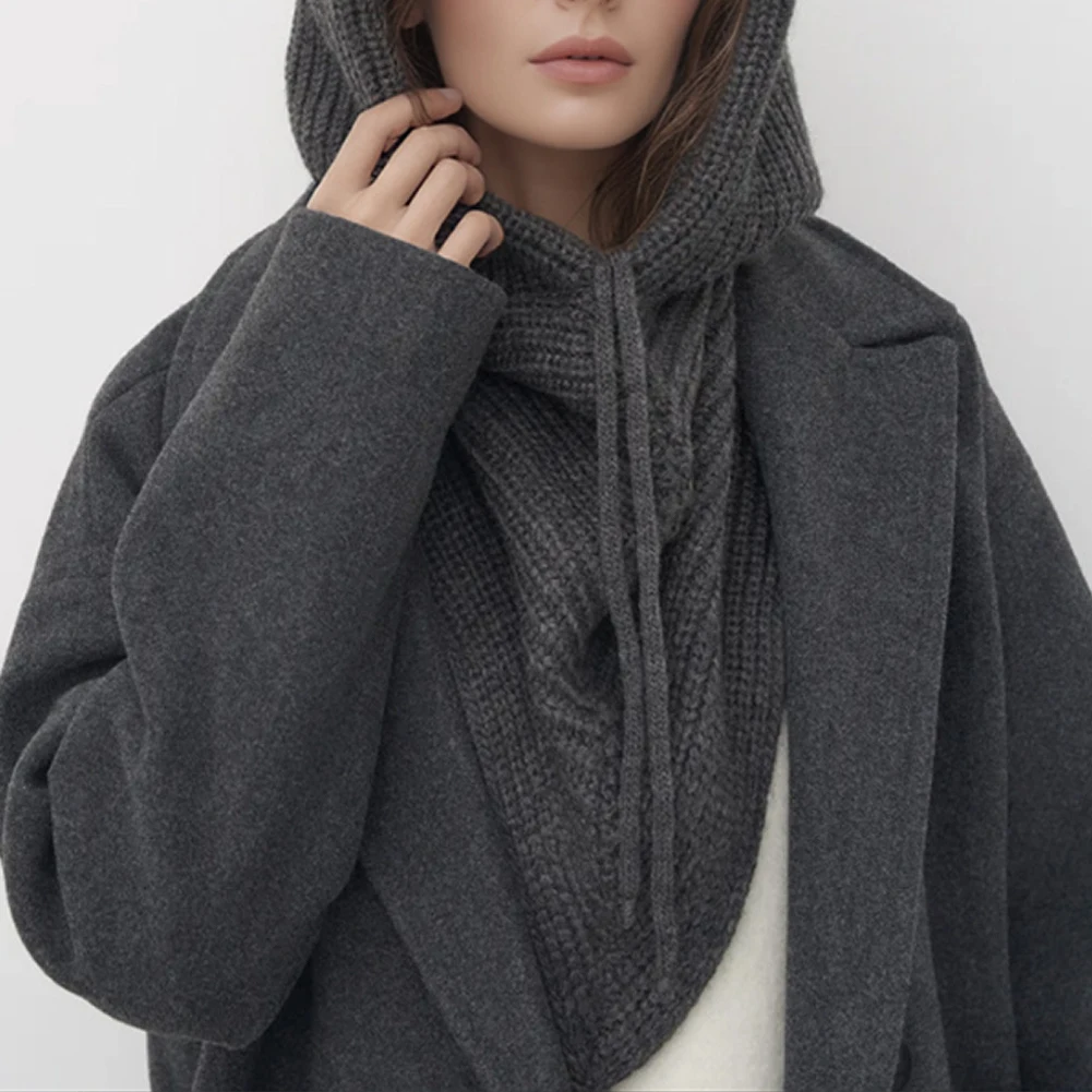 Chapeau-balaclava d'hiver pour femmes, écharpe chaude en tricot, bonnets à capuche, collier de cou en une seule pièce, bonnets pour filles