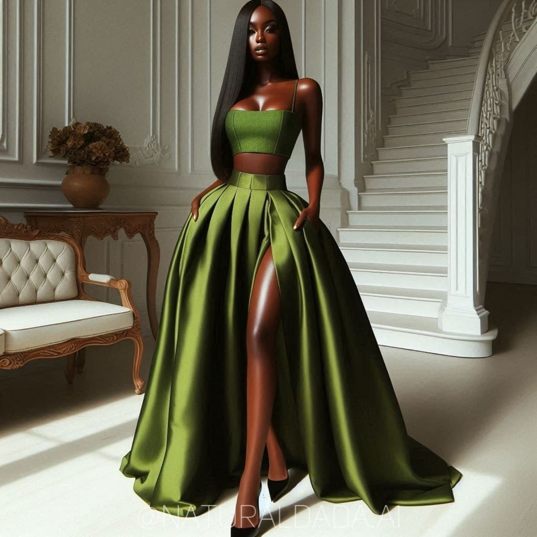 Jupe courte en satin vert sur mesure, 6 options, haut bas, jupes de soirée, longue plissée, taffetas, jupe maxi formelle africaine