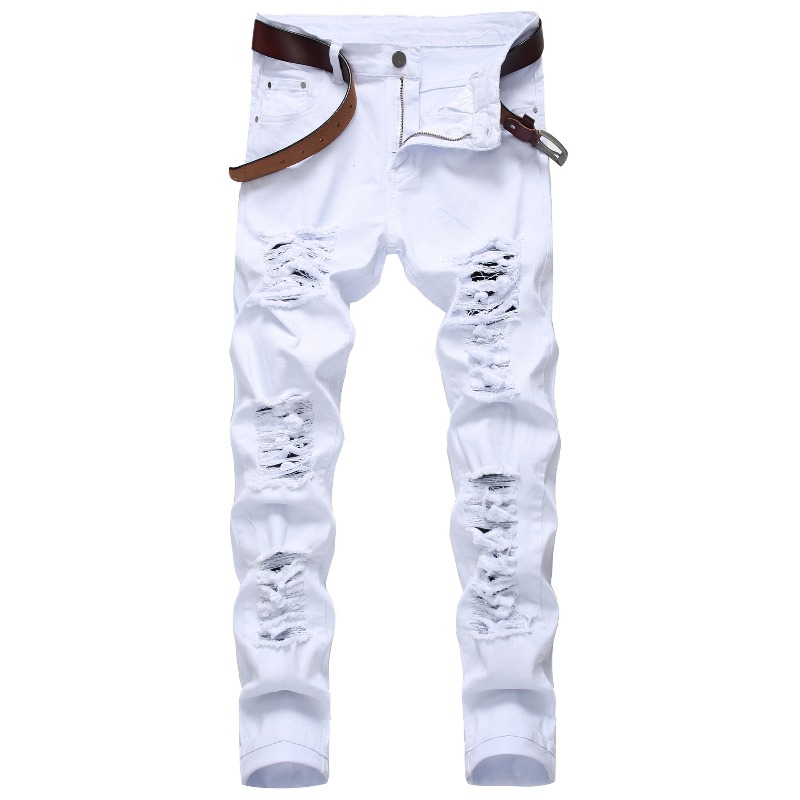 Nouveaux jeans extensibles pour hommes, doté d'un design multi-ribut distinctif et un tissu élastique, vitrine de style individuel.