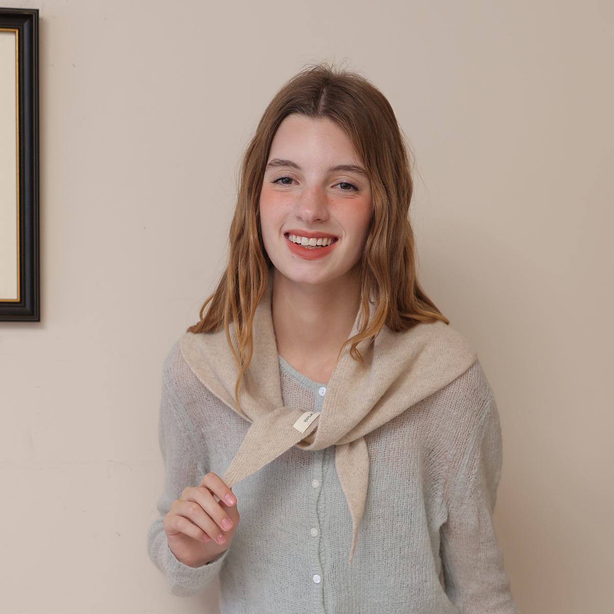 Écharpe triangulaire en laine unie pour femme, utilisable comme faux col décoratif, écharpe pour pièce climatisée et châle tendance