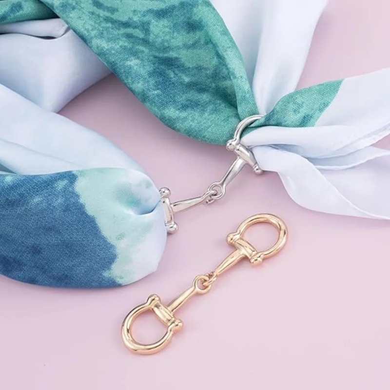Boucle de foulard en forme de fer à cheval, universelle, multi-usages, en métal, boucles pour foulards, finition en alliage de zinc doré ou argenté, facile à utiliser, sécurisée