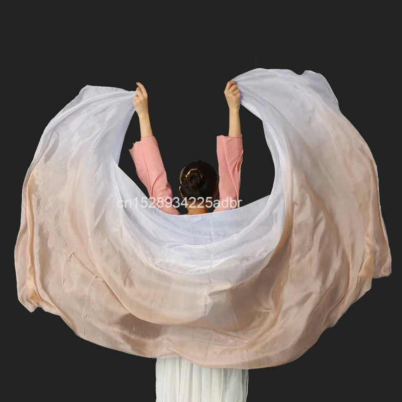 Voiles de danse orientale personnalisés en soie, accessoires de danse en soie, performance scénique, teinture dégradée faite à la main, voile 100% soie véritable rose