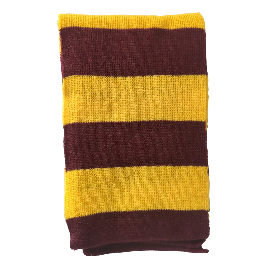 Écharpe magique à rayures quatre couleurs de Poudlard, avec insignes de Gryffonindors et de Ravenclaws, parfaite pour les fêtes et les cadeaux des étudiants, offre spéciale