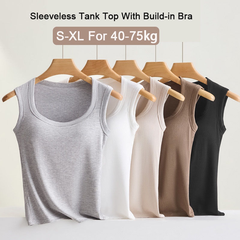 Camisole sans manches avec bonnet pour femmes, vêtements d'extérieur respirants à épaules larges, gilet d'intérieur avec soutien-gorge intégré, 40-75kg, S-XL