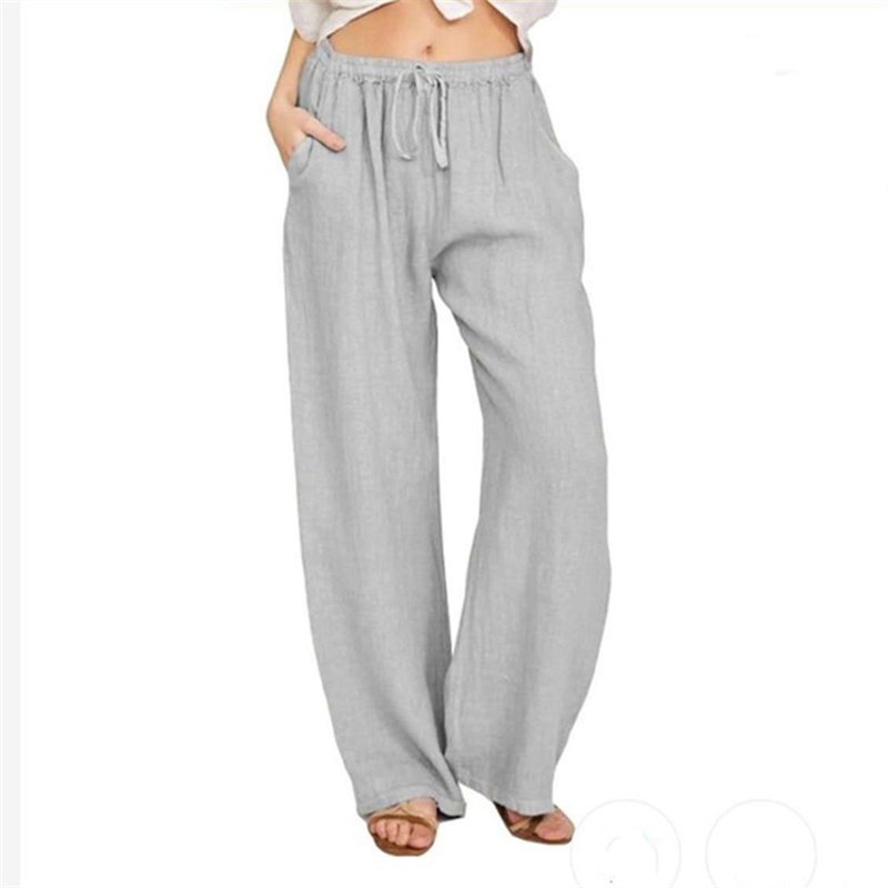 Pantalon large en coton et lin pour femme, jogging à taille élastique, vêtements féminins, mode Harajuku fjGirl