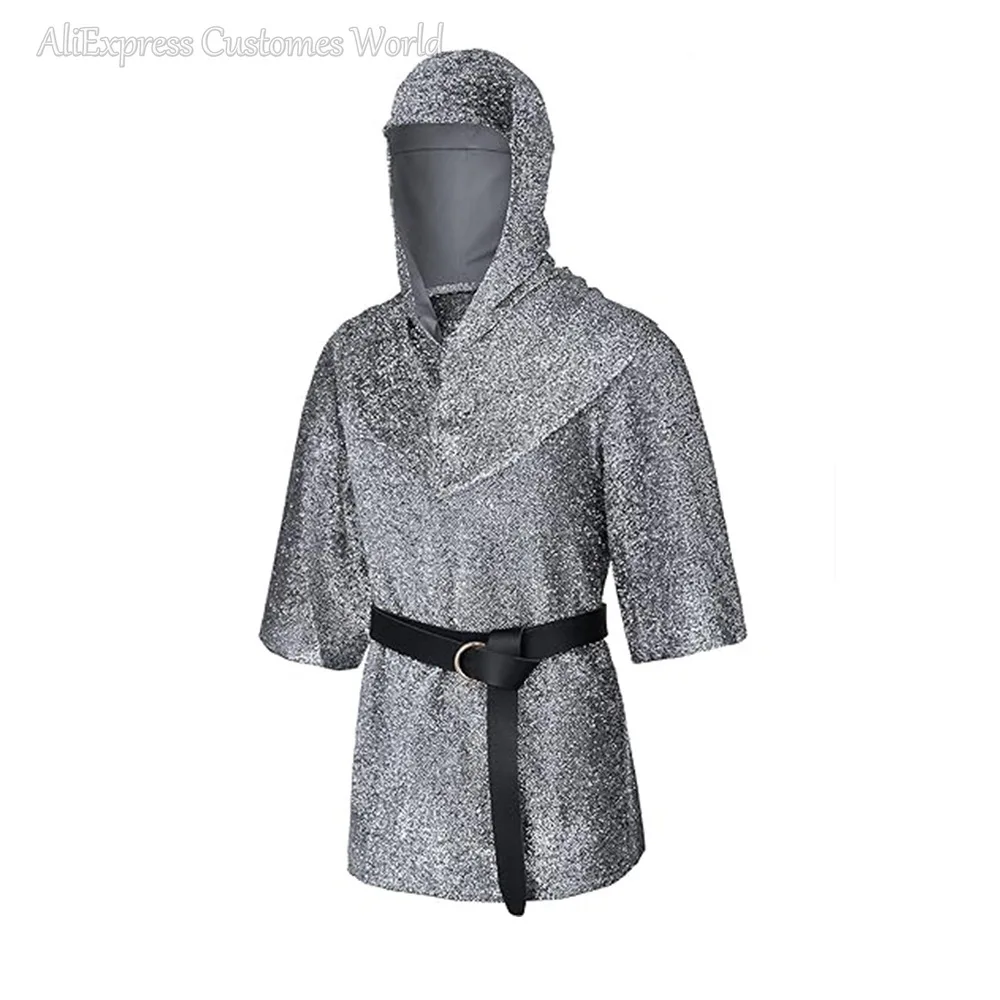 Costume de Cosplay de oral alier Noble Médiéval pour Hommes, Tenues de Renaissance, Armure, Tunique, Capot, Ceinture, Invite, Coif