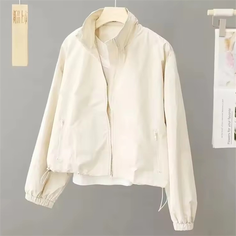 Femmes veste courte printemps automne nouveau décontracté Femme coupe-vent col montant outillage veste basique manteau à glissière hauts Gabardina Mujer