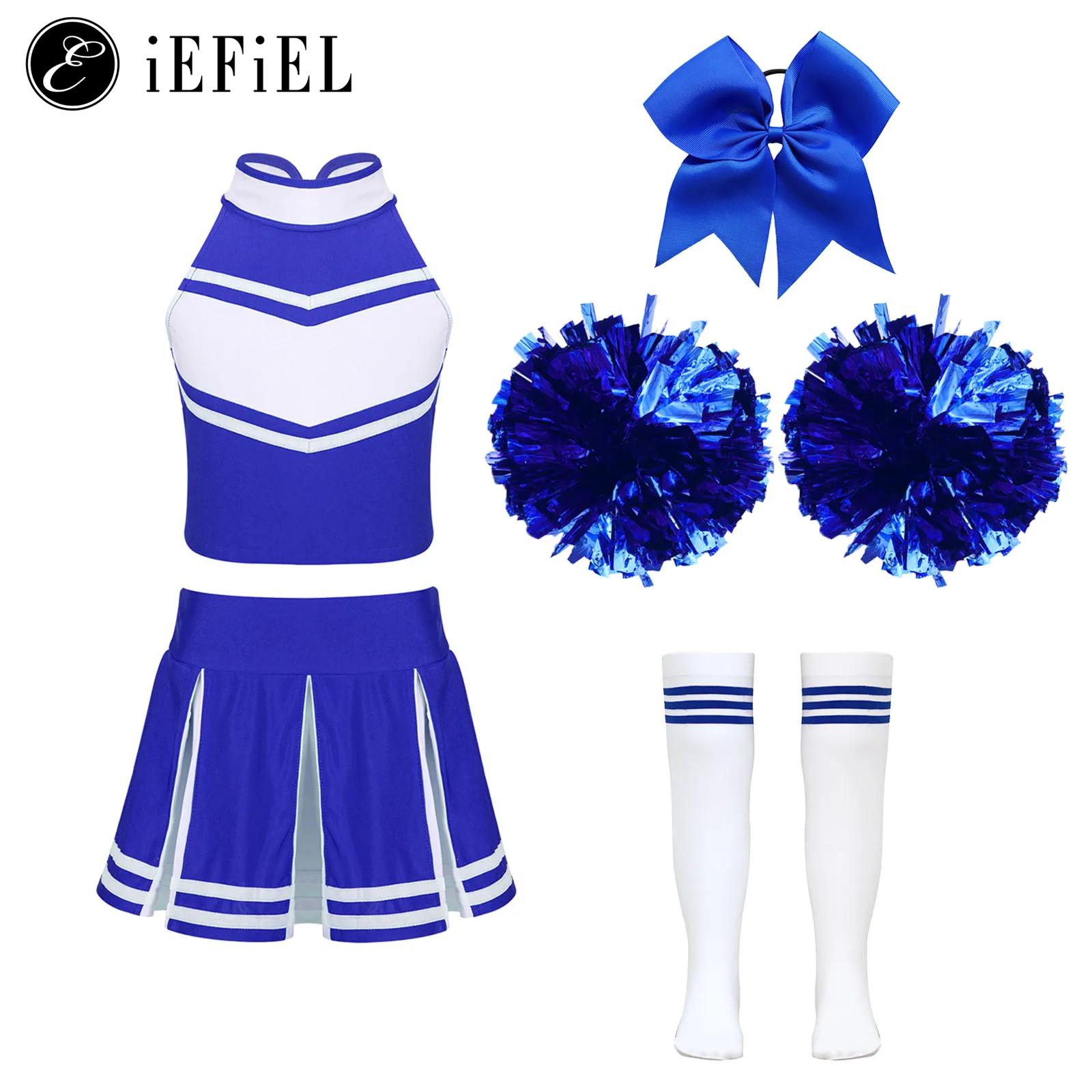 Costumes de pom-pom girl pour filles, uniforme d'encouragement, tenue de danse de fête d'Halloween, performance sur scène, robe de paupières de sport