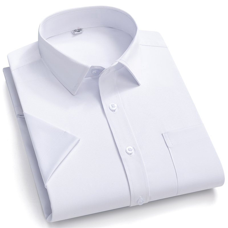 Nouvelles chemises pour hommes à manches courtes, chemises habillées pour hommes, coupe slim, chemise sociale, chemisier de bureau, chemise blanche avec poche, vêtements pour hommes, tailles S-7XL