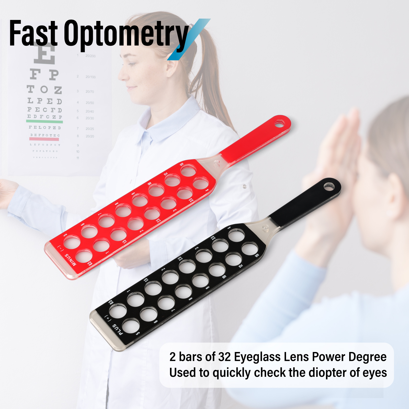 Équipement ophtalmique Retinoscopie optique L'examen rapide de la dioptrie des lunettes 2 barres 32 sphère de lentille barre en plastique