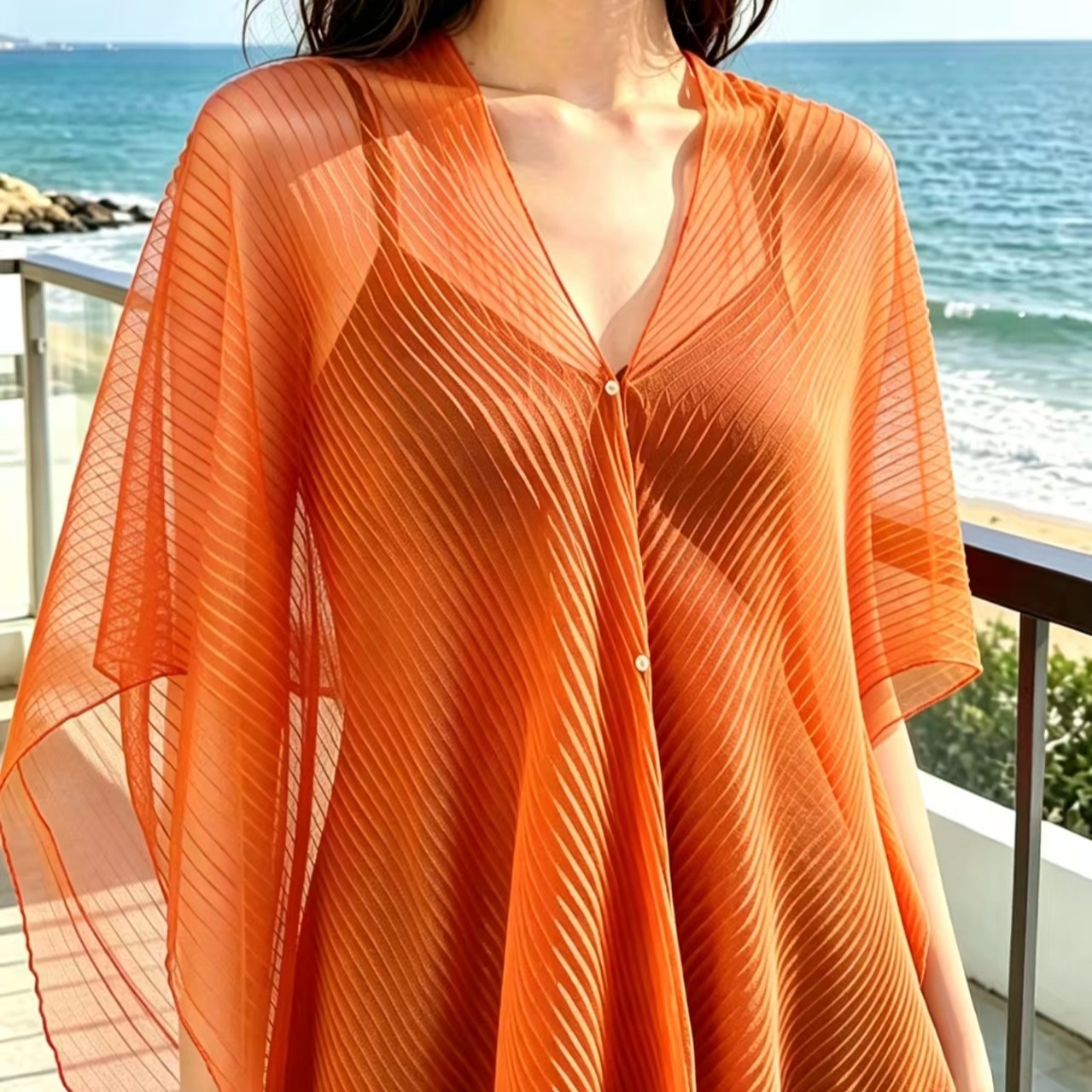 Écharpe d'été en soie pour femmes, 1 pièce, en mousseline de soie, couleur unie, imprimée, serviette de plage, châle élégant