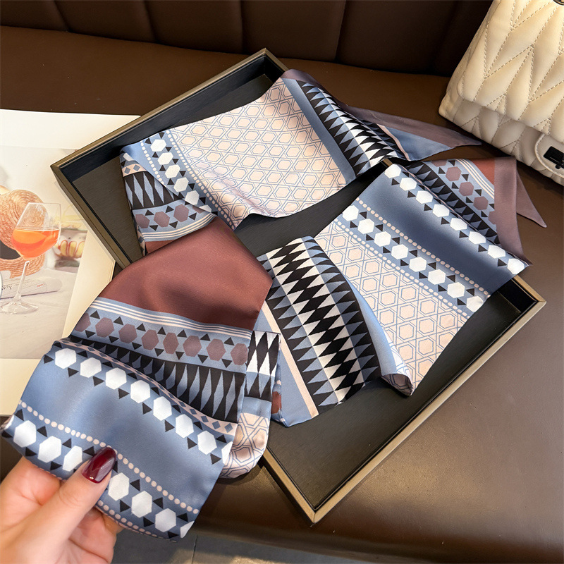 Foulard long de luxe, rubans fins pour cheveux, écharpes, bandeaux de mode pour femmes, foulards de cou, bandeaux imprimés, jolies écharpes pour sacs, pour femme
